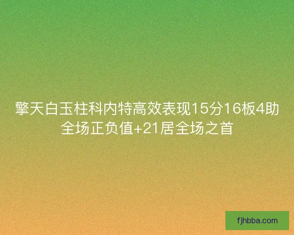 擎天白玉柱科内特高效表现15分16板4助全场正负值+21居全场之首